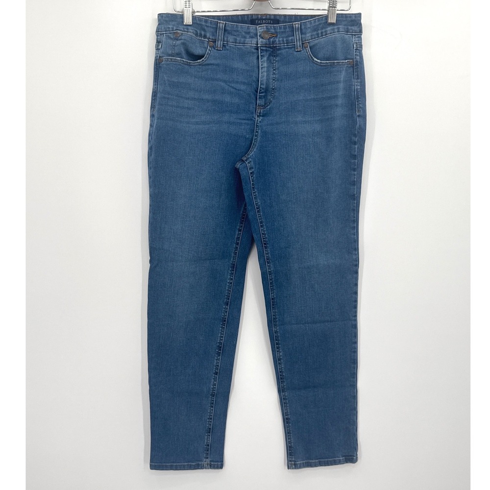 Talbots Womens Ankle Jeans 12 Blue Simply Flattering 5 Pocket High Rise Denim